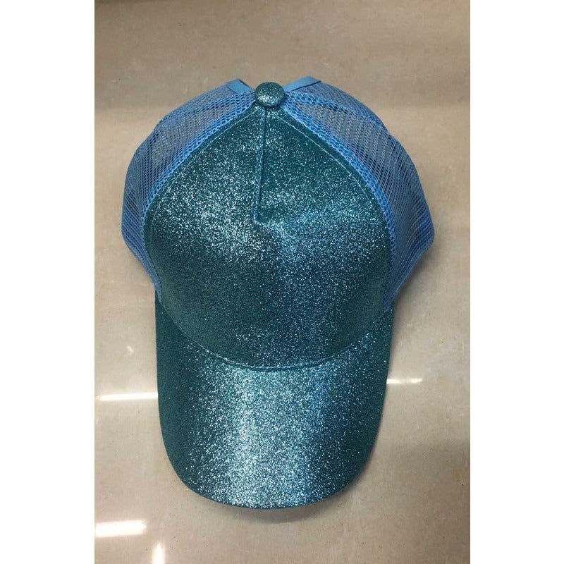 Wholesale Cotton Back Opening Sequin Ponytail Baseball Caps